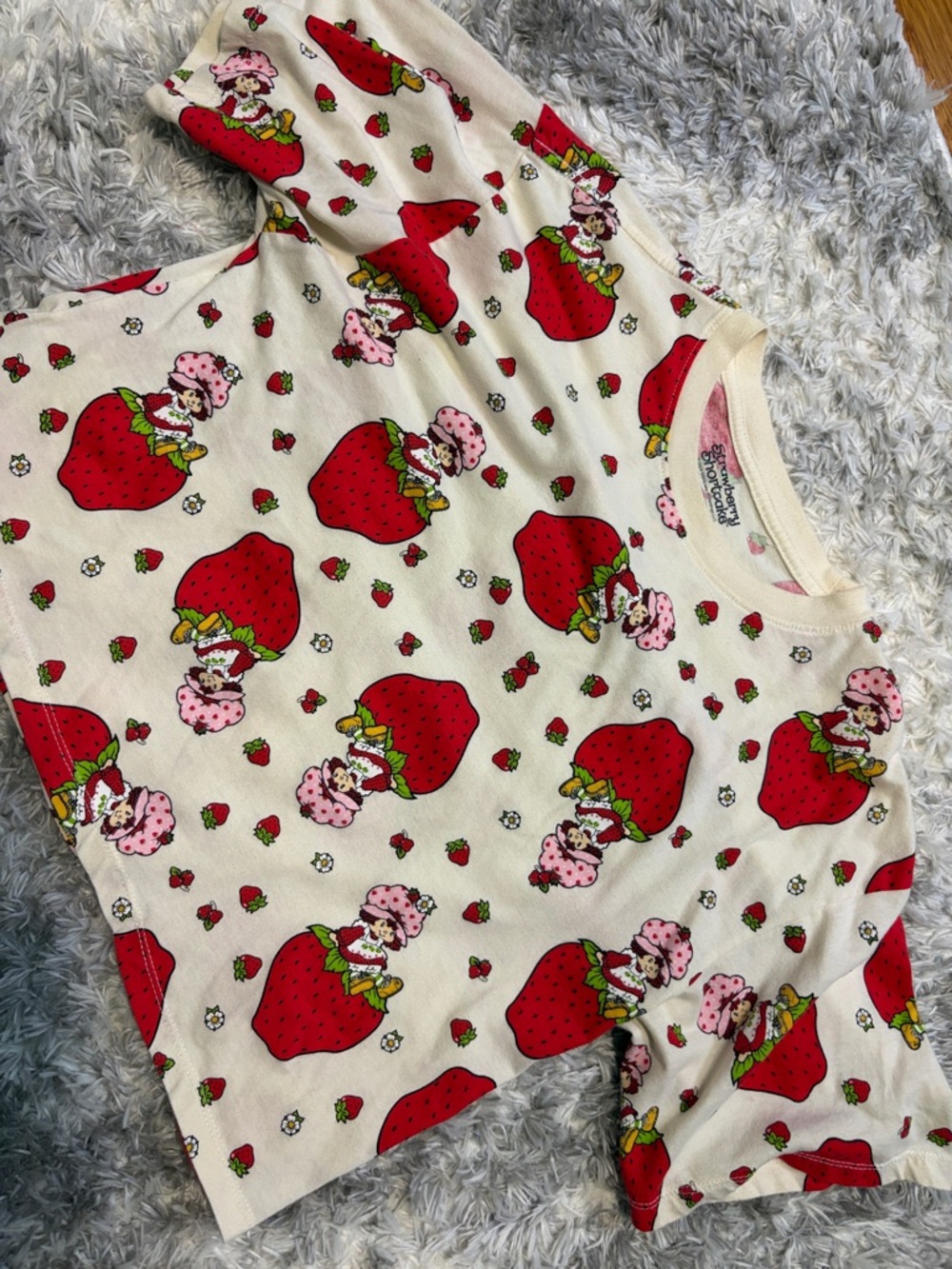 Hybrid Apparel Strawberry Shortcake Graphic Tee - Cream, Red & Pink